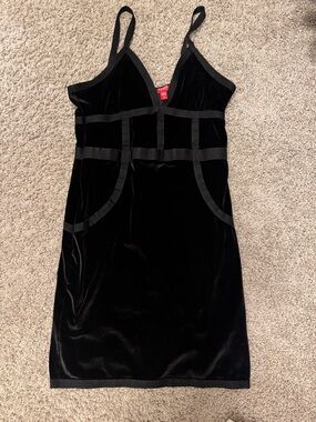 Guess Black Velvet Slip Dress with Satin Trim